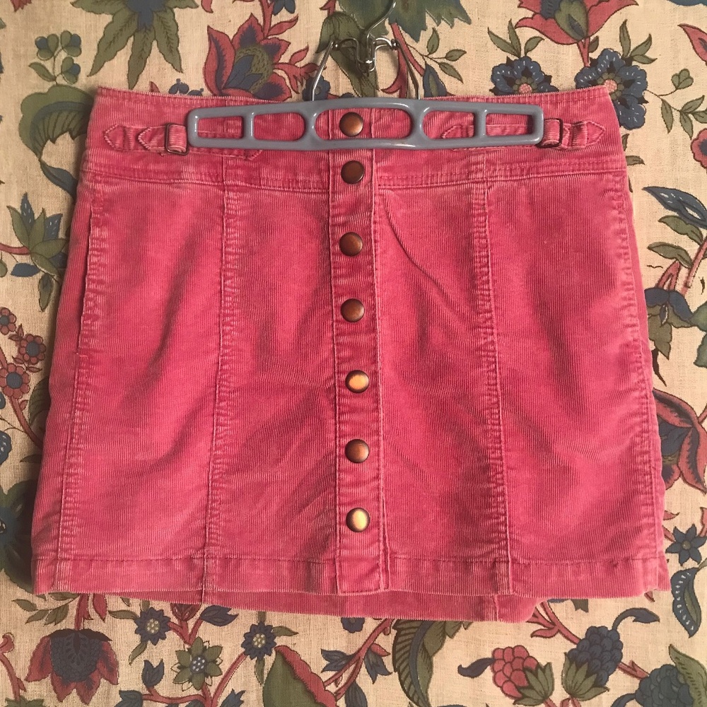 Gap Pink Corduroy Mini Button Down Skirt